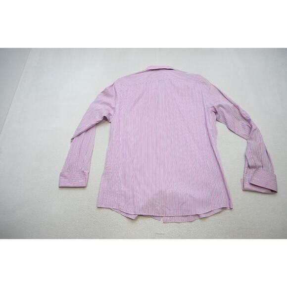 Thomas Pink Dress Shirt Slim Fit French Cuff Designer Striped Mens 16.5-36 Large - Picture 9 of 9